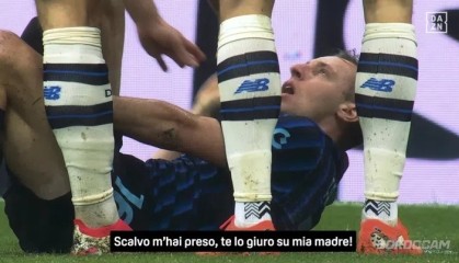 APP下载-转播方：弗拉泰西用母亲发誓说被斯卡尔维尼踢到，后者却说没踢他